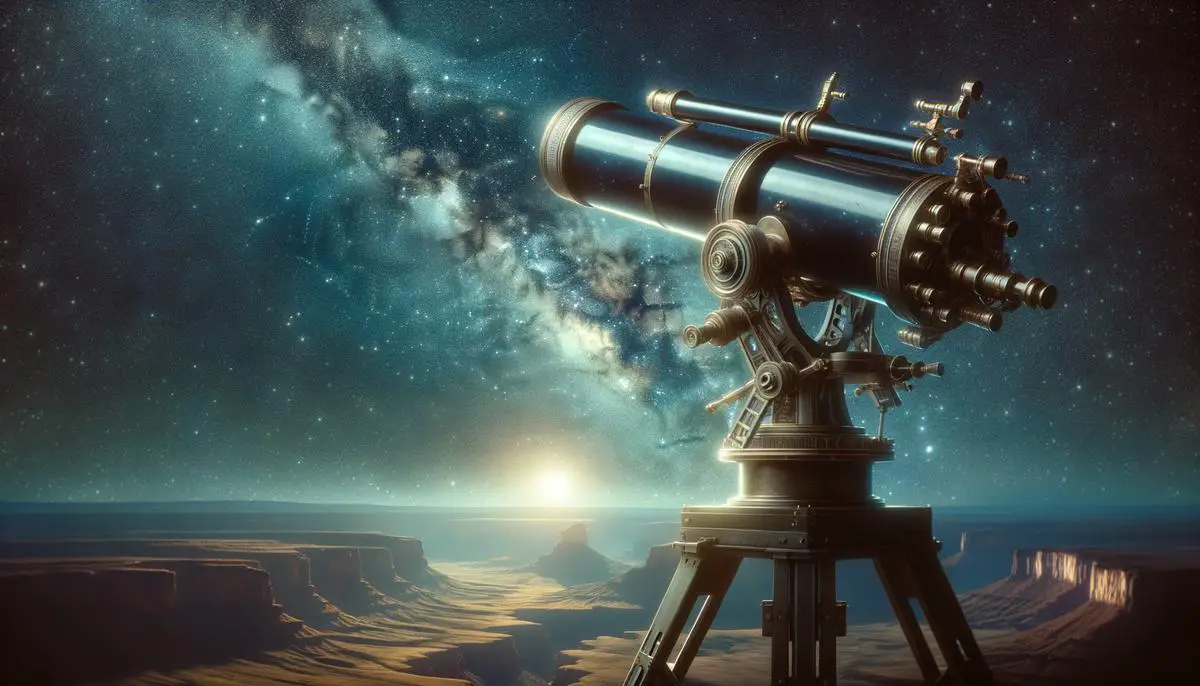 A telescope pointed towards the night sky, showcasing the wonders of the cosmos