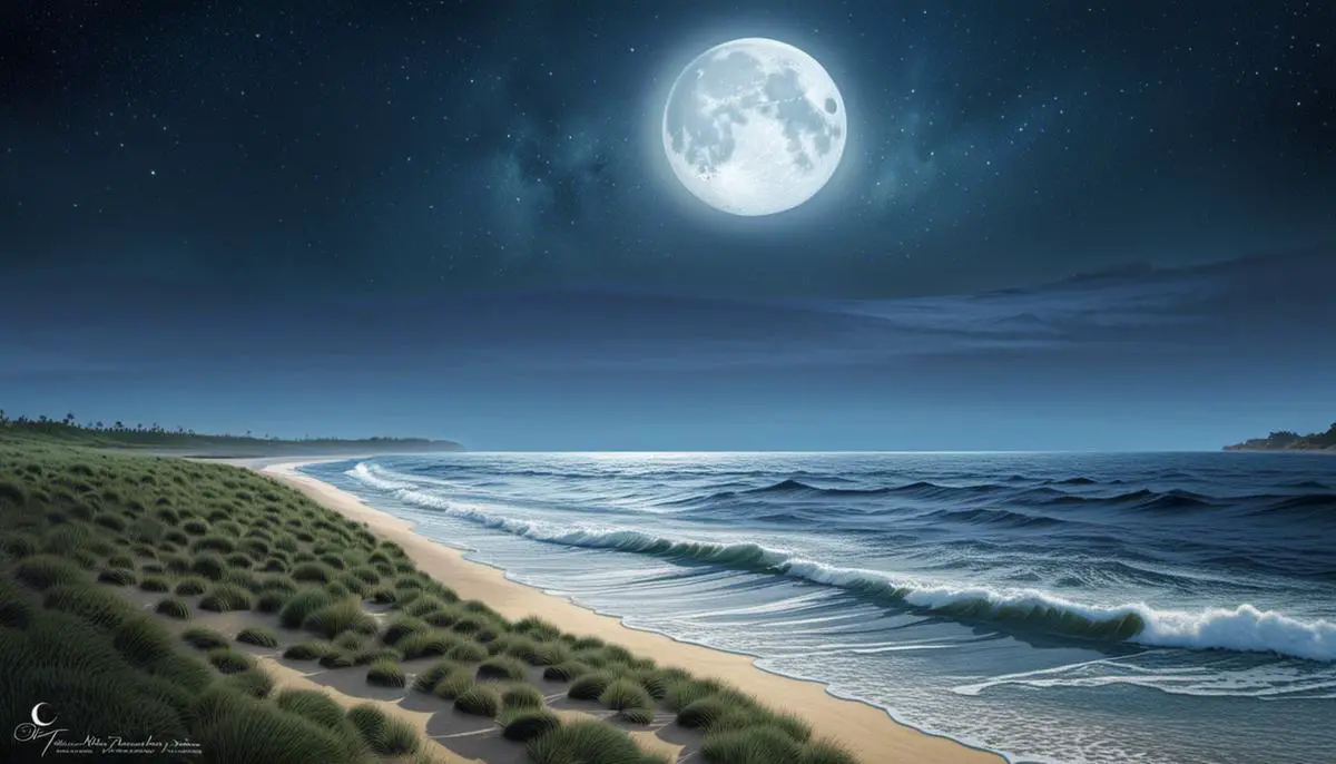 Illustration of ocean tides affected by the new moon phase