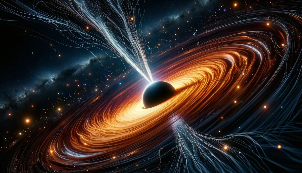 Image of a black hole with immense gravitational pull in space