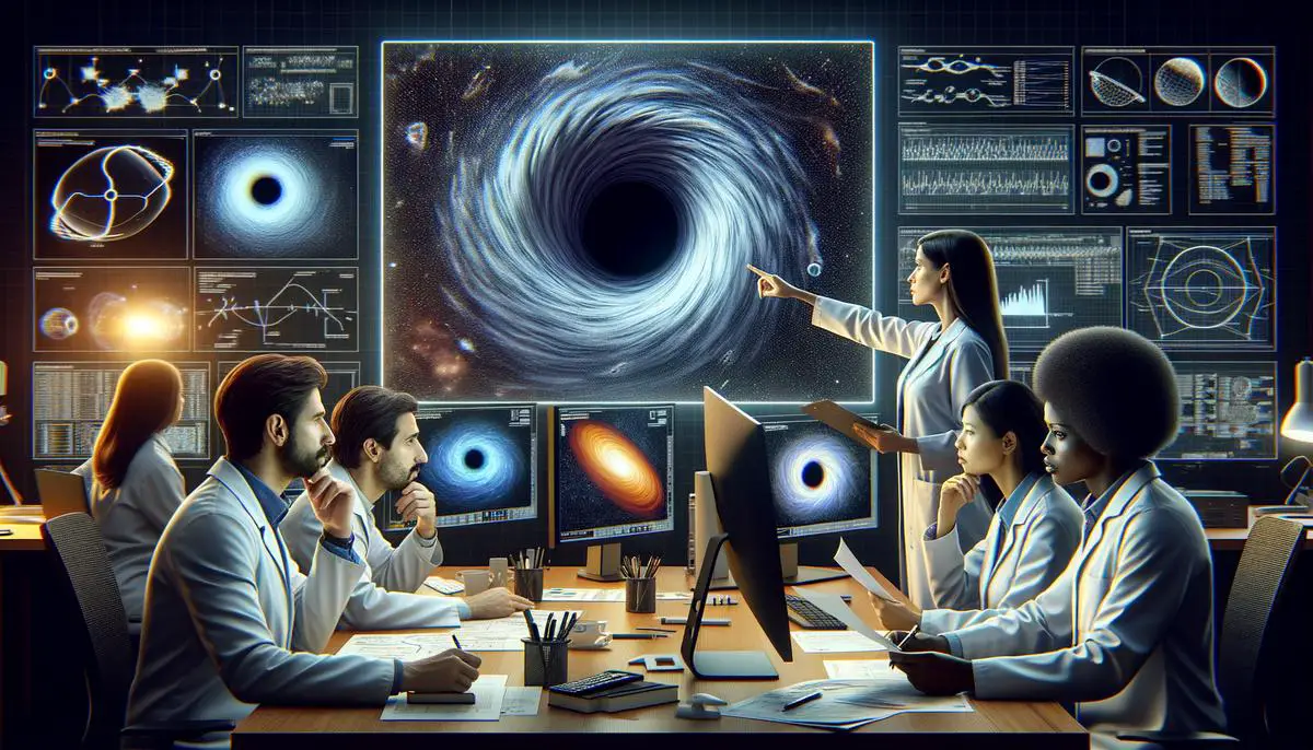 image of scientists working on research about Gargantua black holes