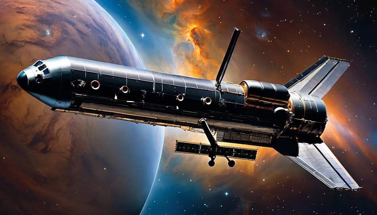 The Hubble Space Telescope, a powerful instrument observing the depths of space.