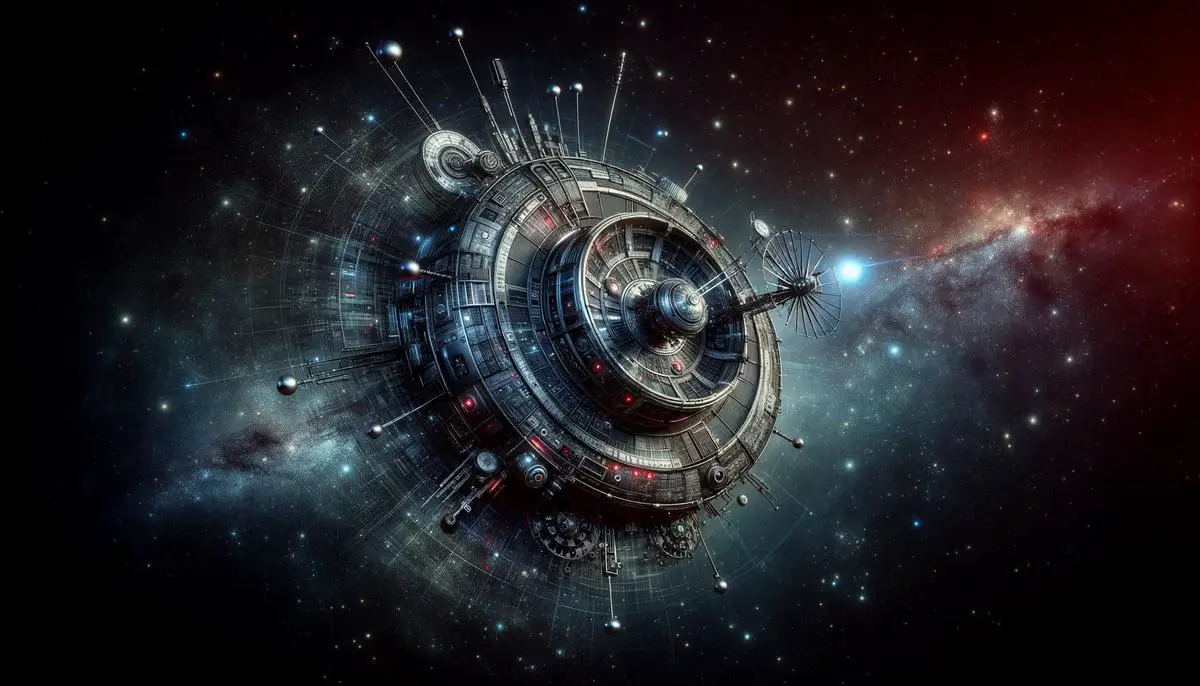 An image depicting a realistic representation of interstellar communication in a science fiction setting