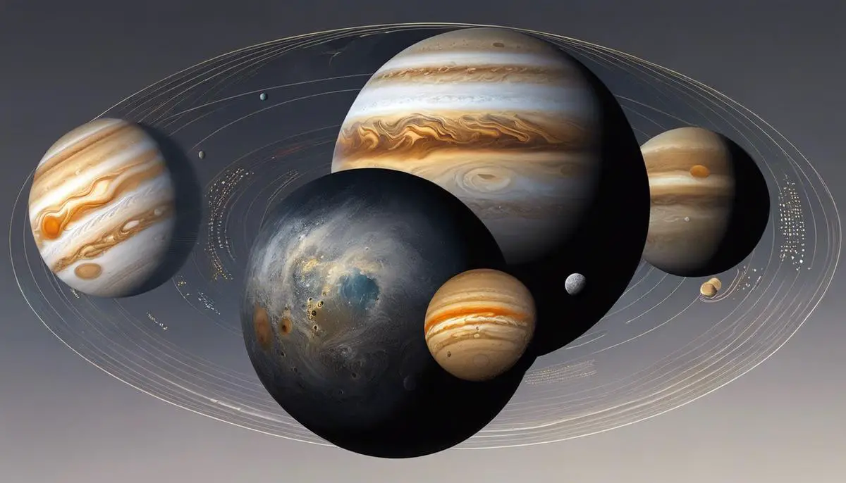 Illustration of Jupiter's moons showcasing their mythical connections