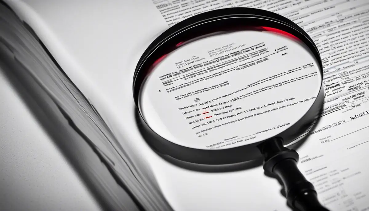 Image representing the intrigue and reality of NASA black projects, showing a magnifying glass hovering over a document with redacted text.