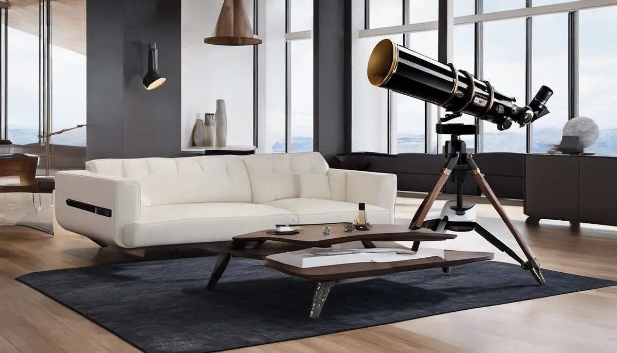 A telescope with a retro design combined with modern technology, offering a seamless fusion of function and style.