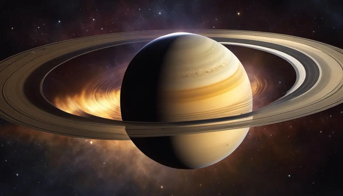 Illustration of Saturn showcasing its temperature variation from the surface to the core.