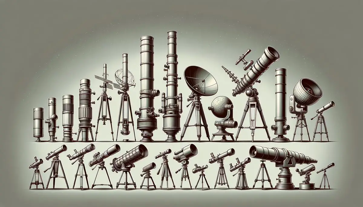 Different types of telescopes displayed side by side