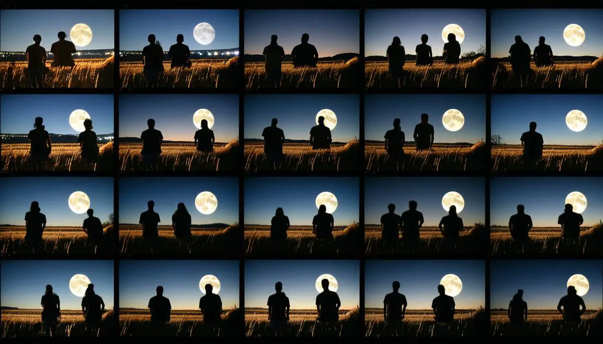 Collage of people viewing the Harvest Moon from different locations across the Americas