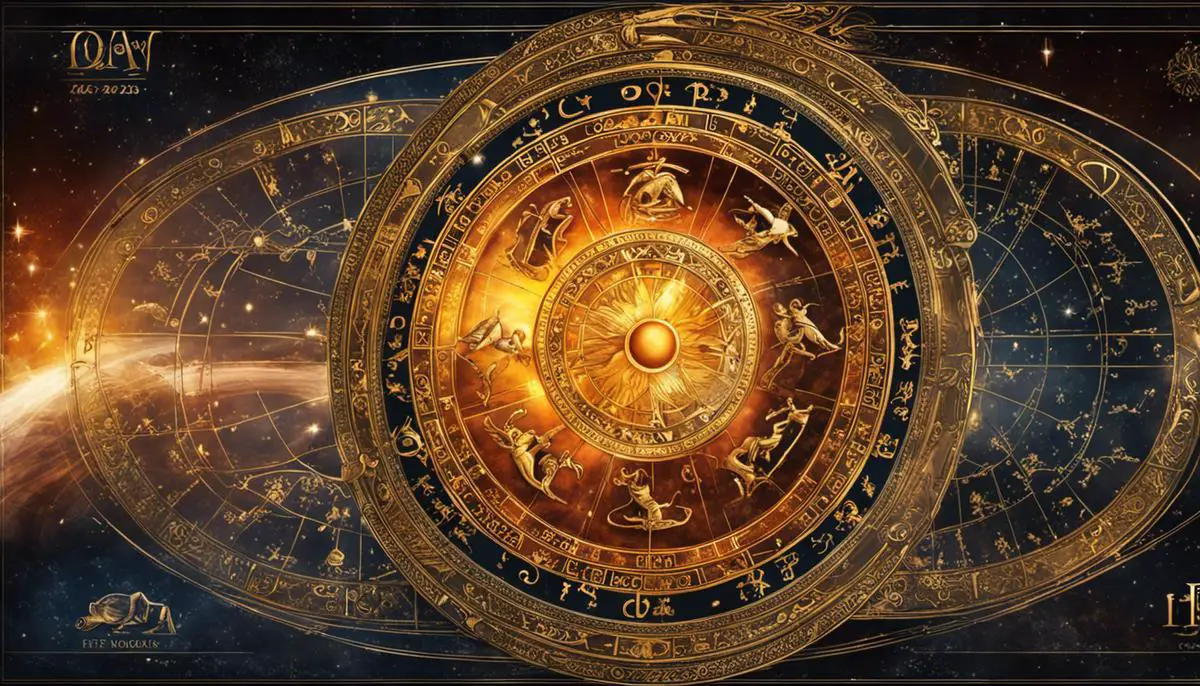 Image of an astrology chart showing the interconnection between Zodiac houses and Sun signs