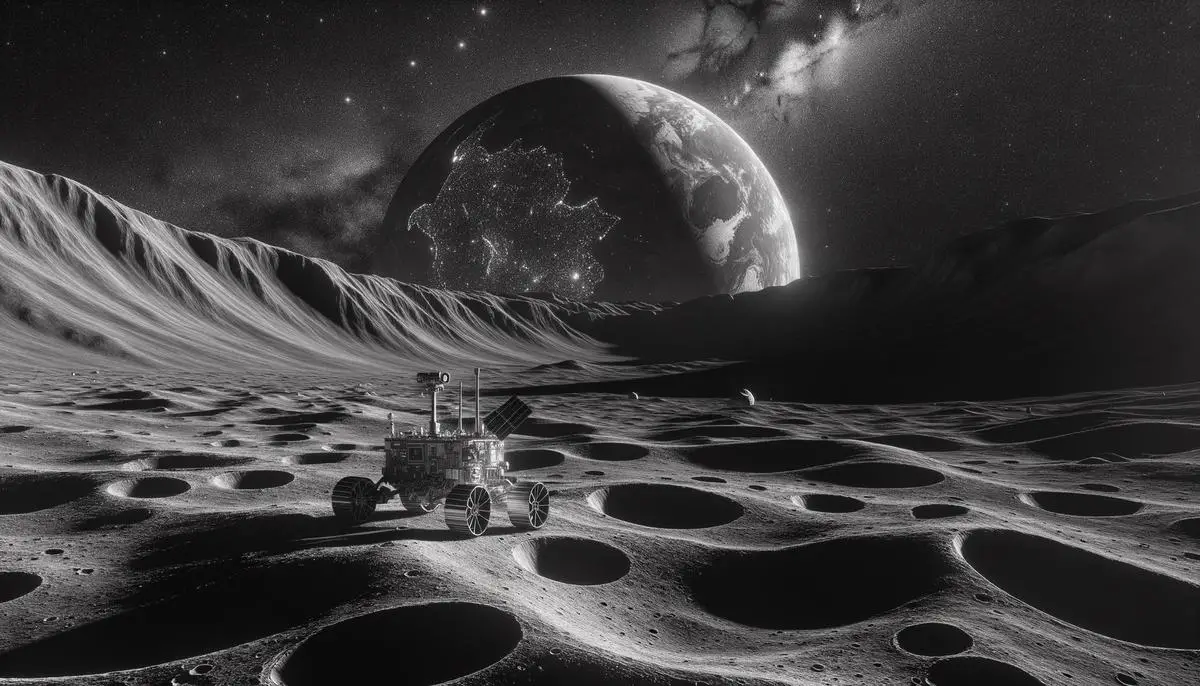 Advanced autonomous lunar rover exploring the challenging terrain of the Moon's south pole