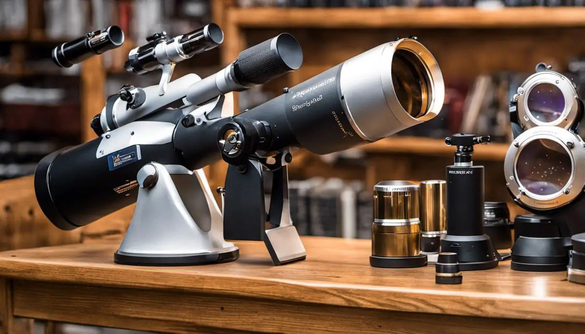 Image of basic astronomy tools including telescopes, binoculars, star charts, and apps for skywatching