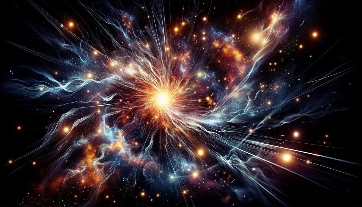 Artistic representation of the Big Bang and the rapid expansion of the early universe