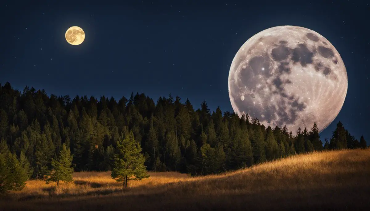 Image depicting a Buck Moon shining brightly in the night sky