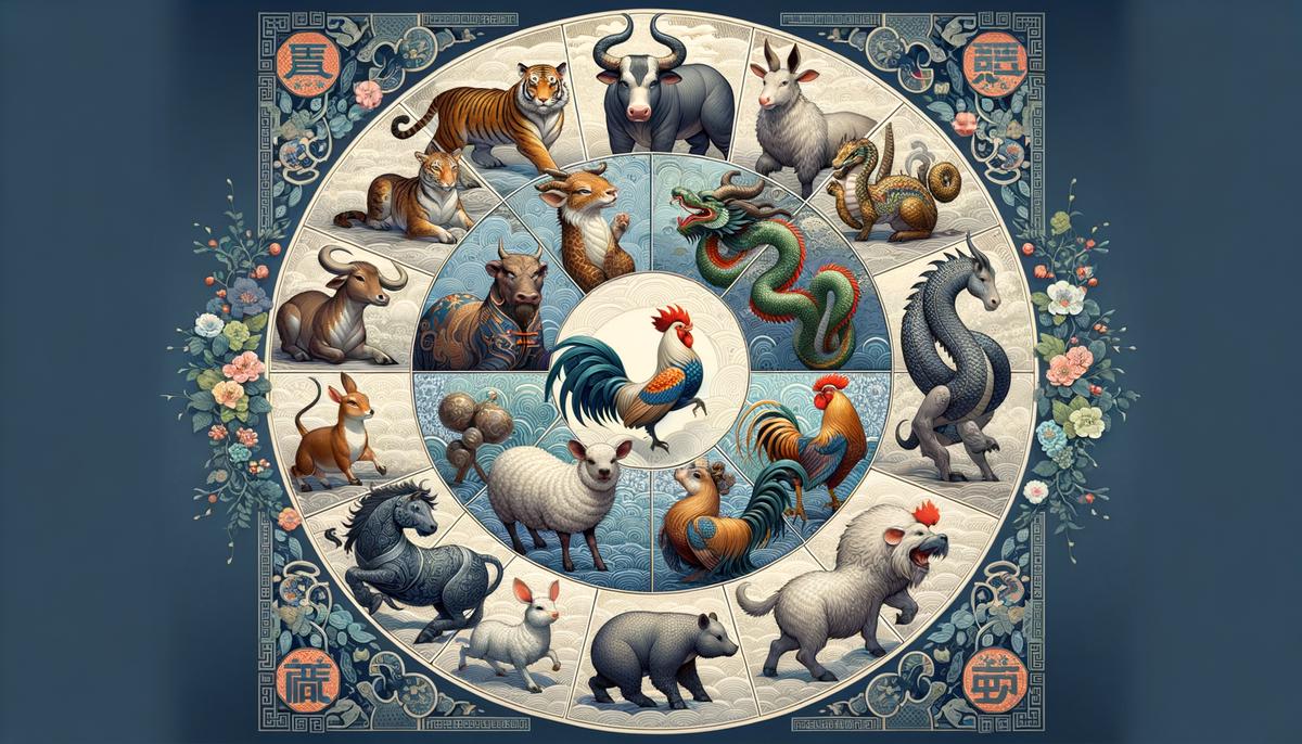 All twelve Chinese zodiac animals arranged in a circle