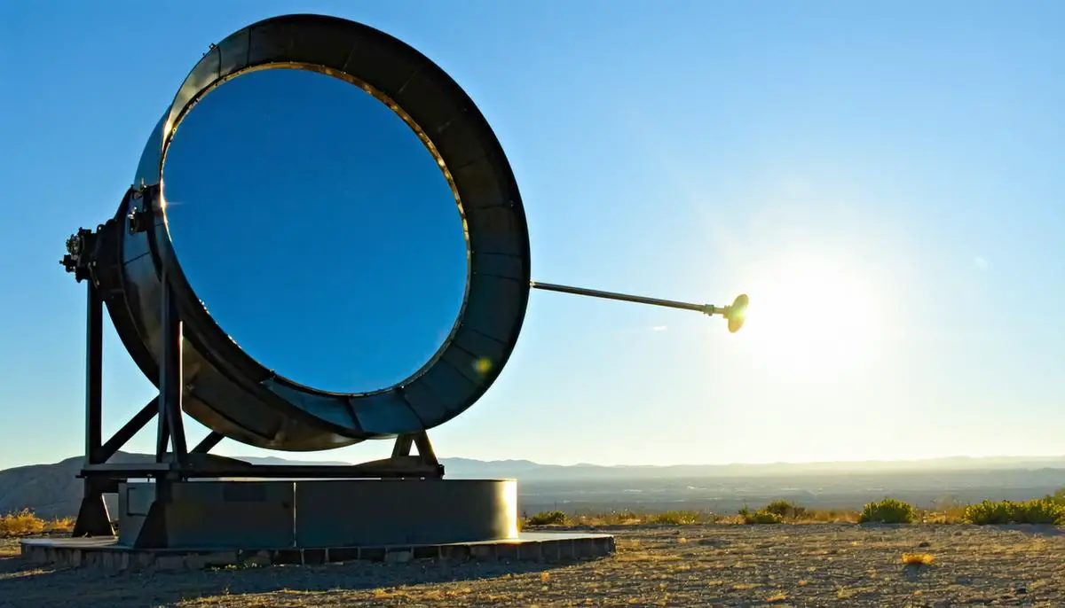 A coelostat mirror system directing sunlight into a fixed telescope