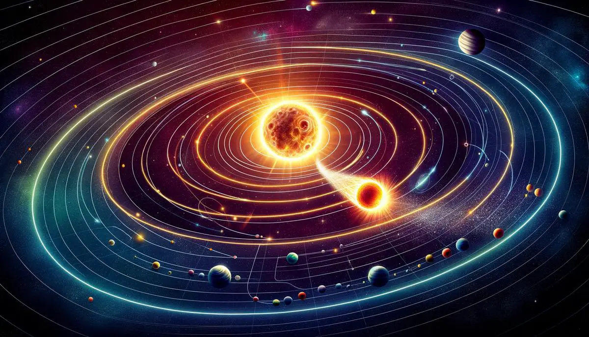 A diagram showing the parabolic orbital path of Comet Tsuchinshan-ATLAS around the sun