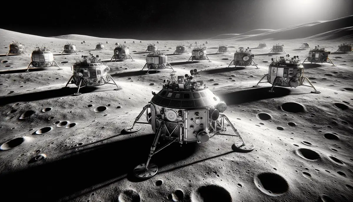 Multiple commercial lunar landers on the moon's surface