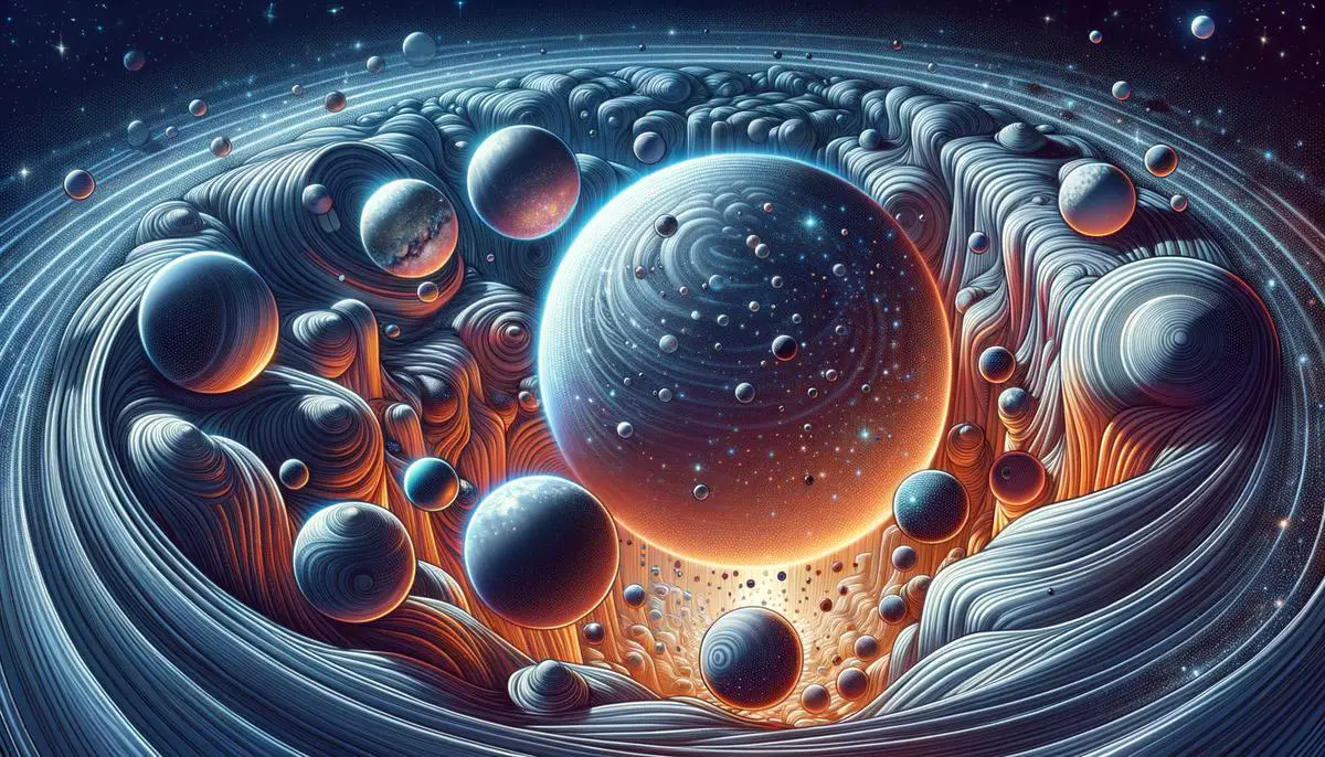 Visualization of space-time as a fabric with massive objects creating depressions