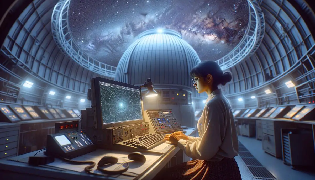 An astronomer using advanced technology to map distant galaxies