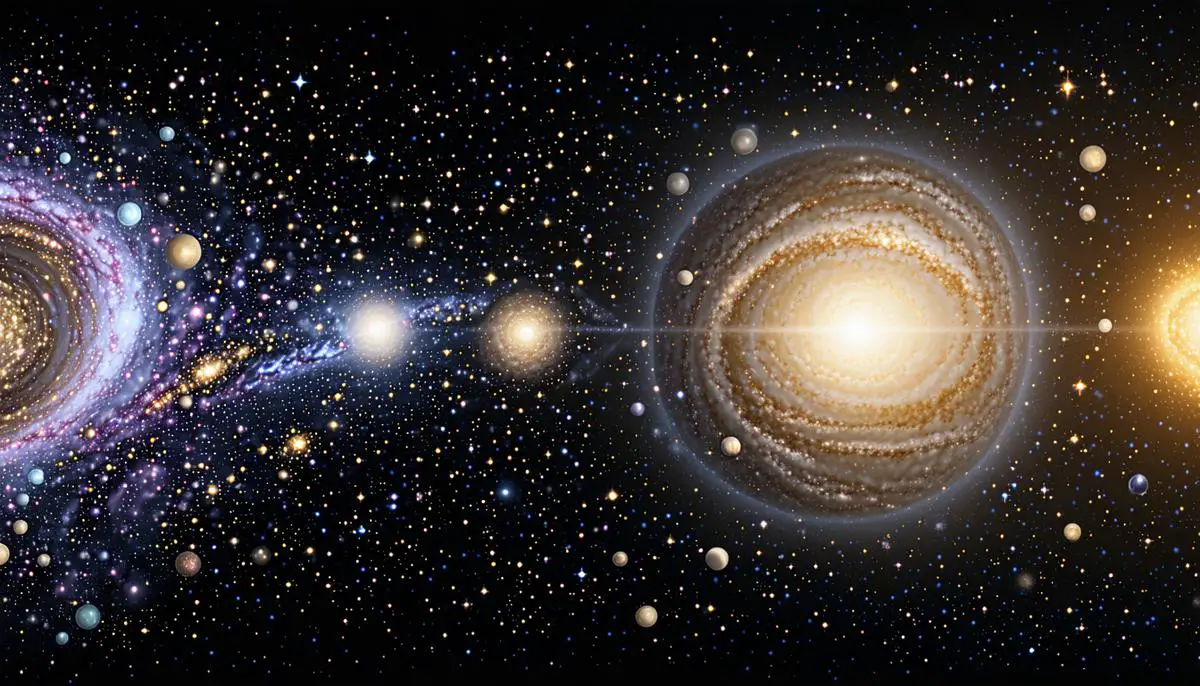 A visual representation of cosmic scale, from subatomic particles to the observable universe