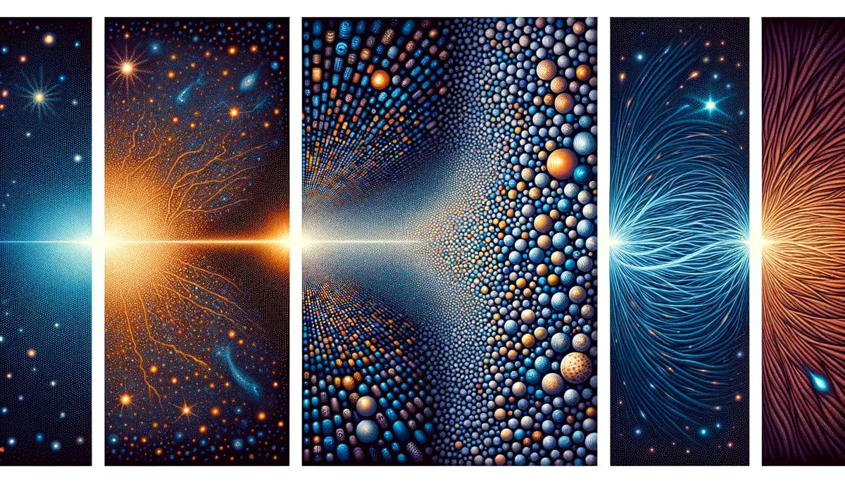 Conceptual illustration comparing the Big Bang Theory with alternative cosmological models