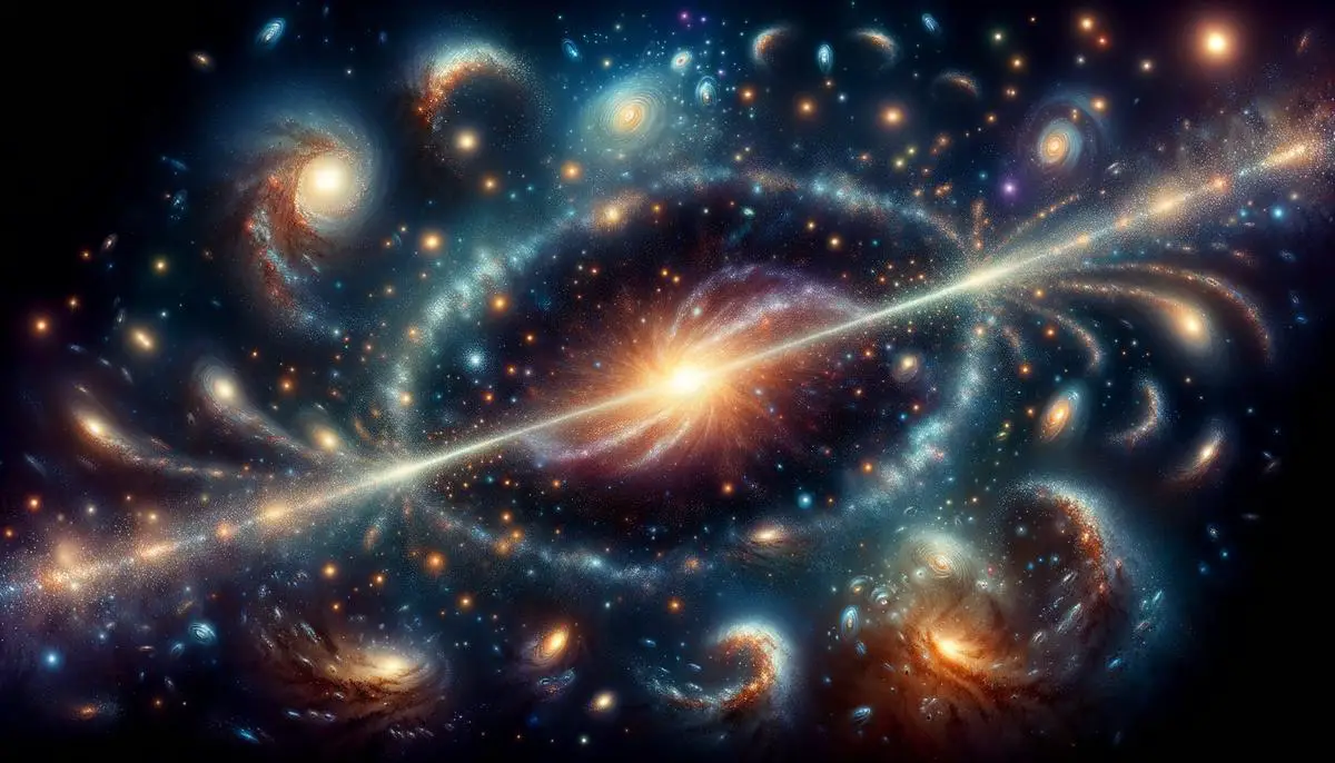 A visual representation of the universe's accelerating expansion due to dark energy