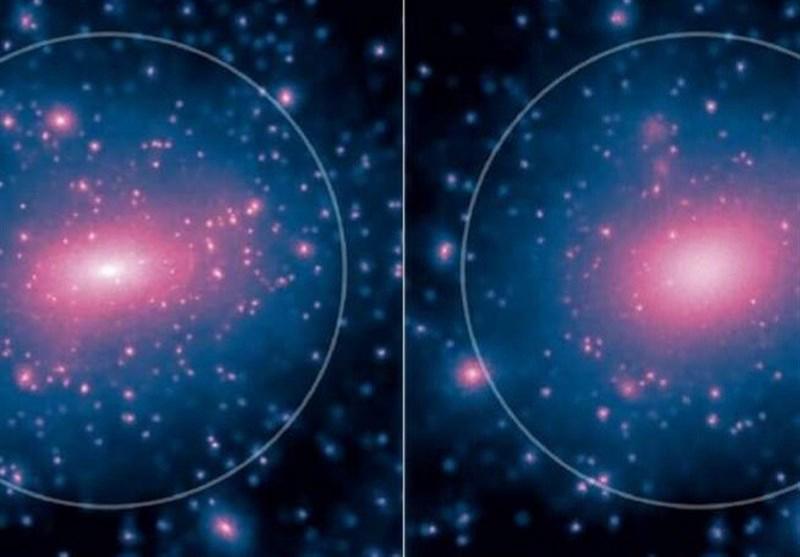 A computer simulation showing dark matter's influence on galaxy formation