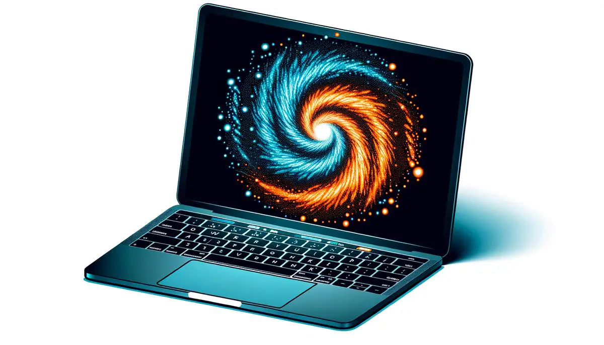 A computer simulation showing dark matter distribution in blue and visible matter in orange, forming a spiral galaxy