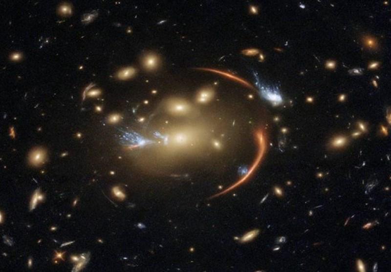 Artistic representation of dark matter bending light from distant stars, creating a gravitational lensing effect