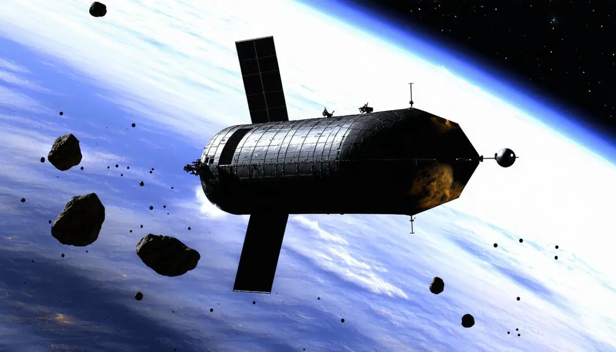 An artistic rendering of the DART spacecraft moments before impact with the asteroid Dimorphos