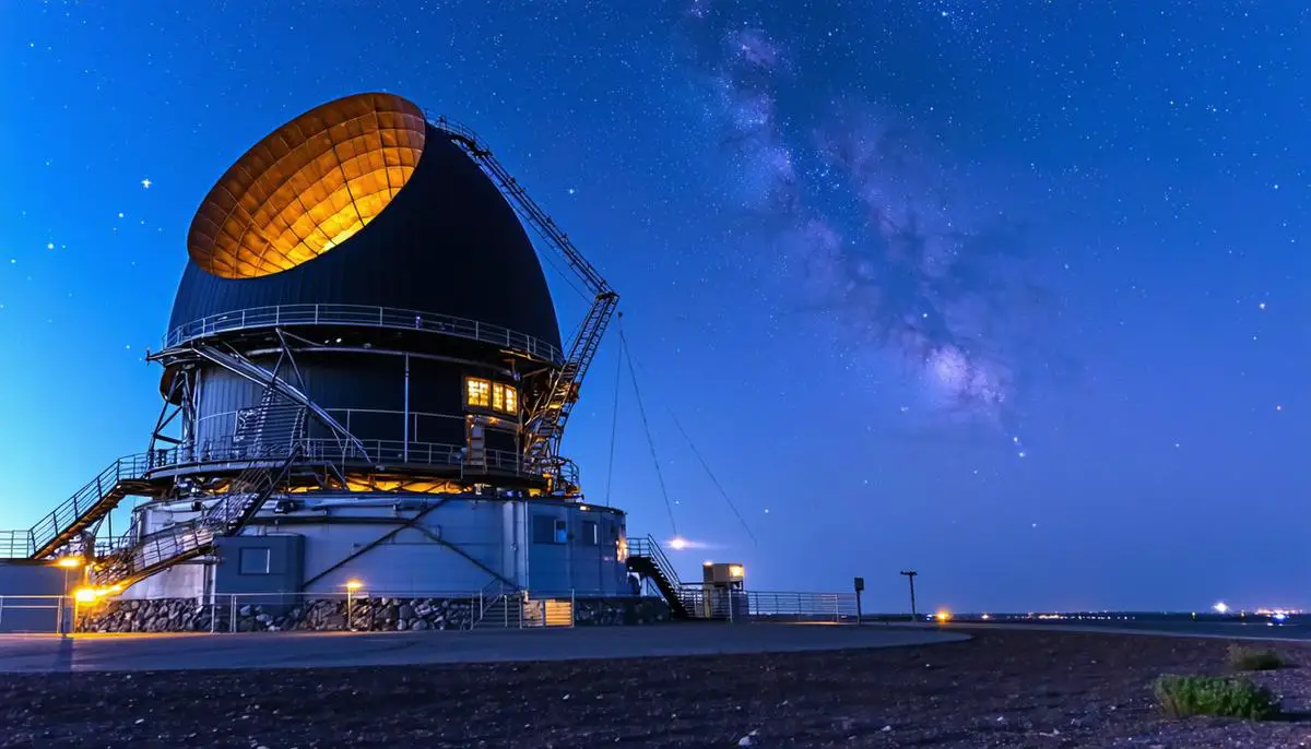 The Dark Energy Spectroscopic Instrument (DESI) telescope observing the night sky