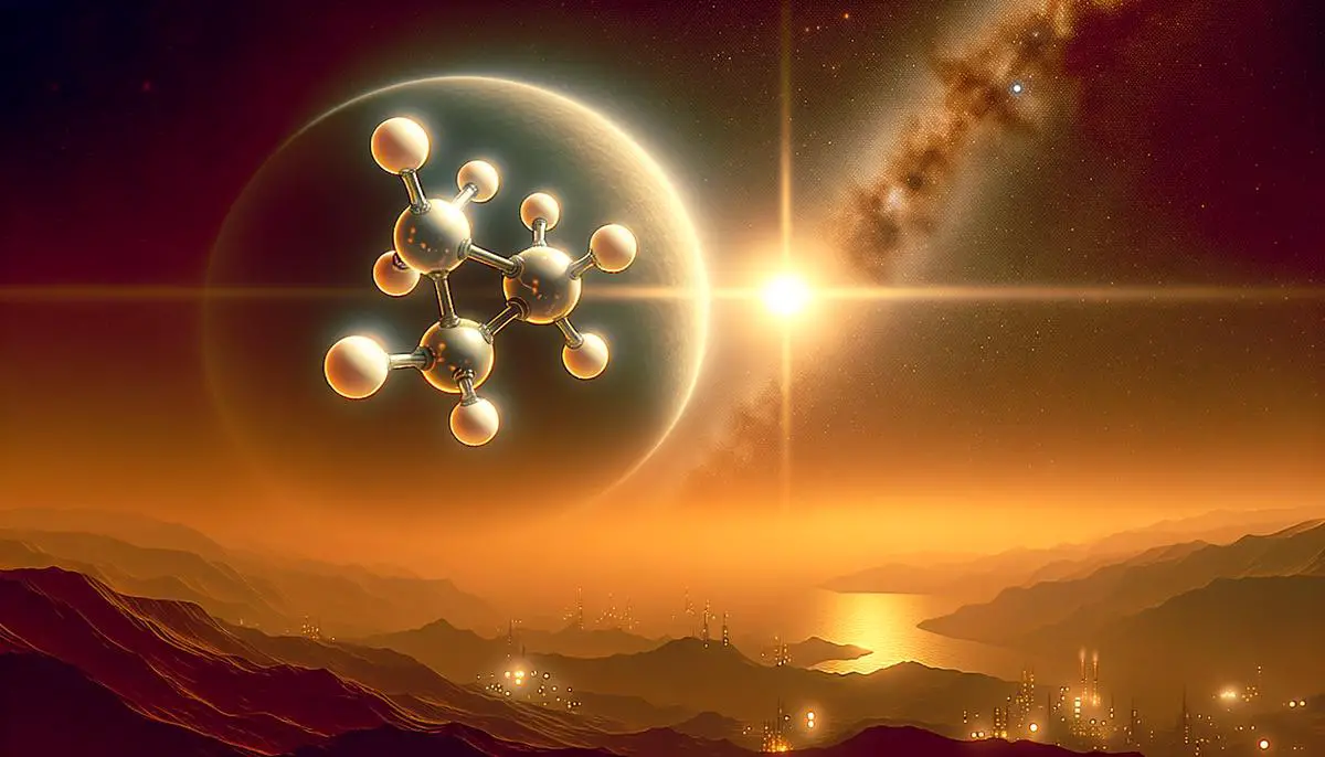 Illustration of dimethyl sulfide molecule detected in K2-18b's atmosphere