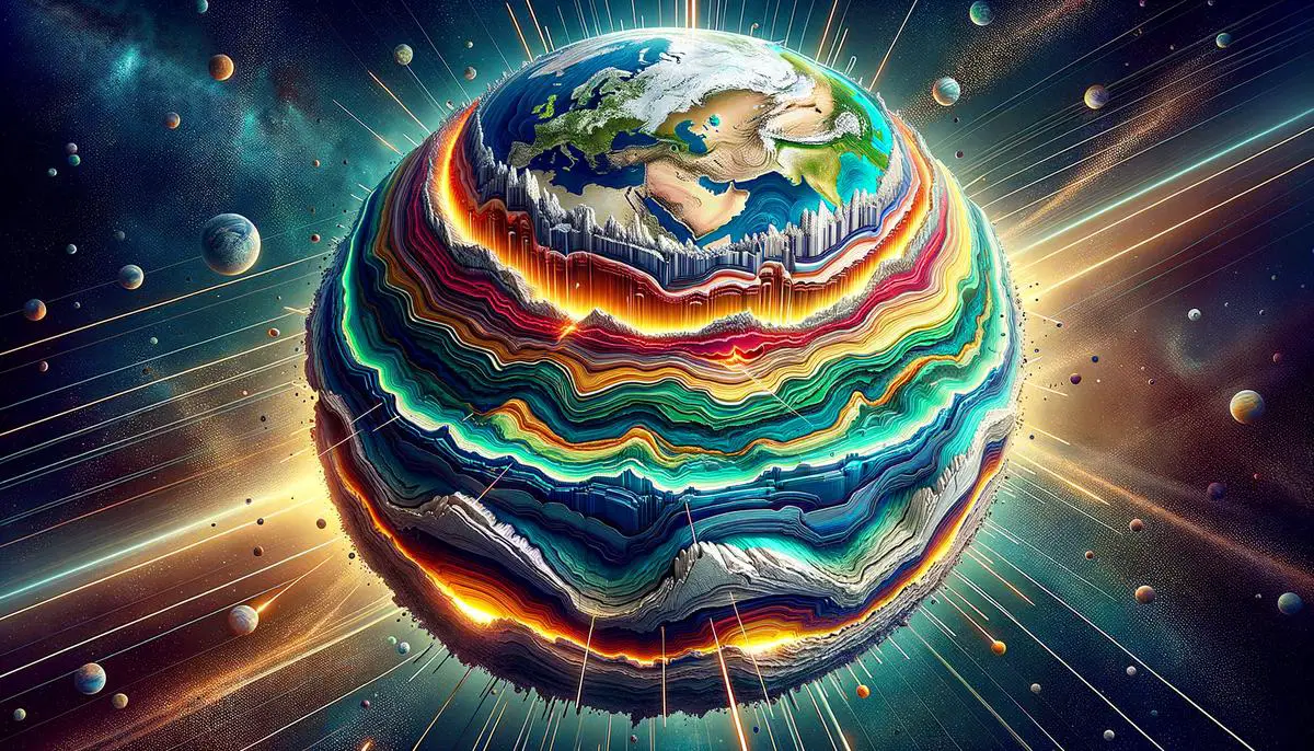 Cross-section of Earth showing the formation and differentiation of its layers