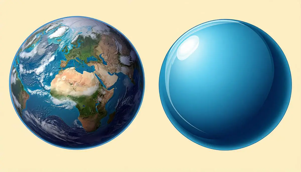 Illustration of Earth as an oblate spheroid compared to a perfect sphere