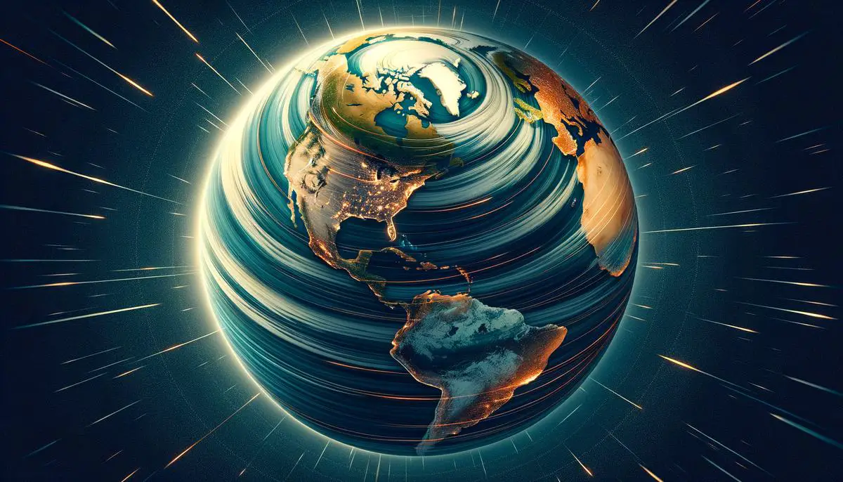 Visualization of Earth's rotation speed at the equator compared to higher latitudes