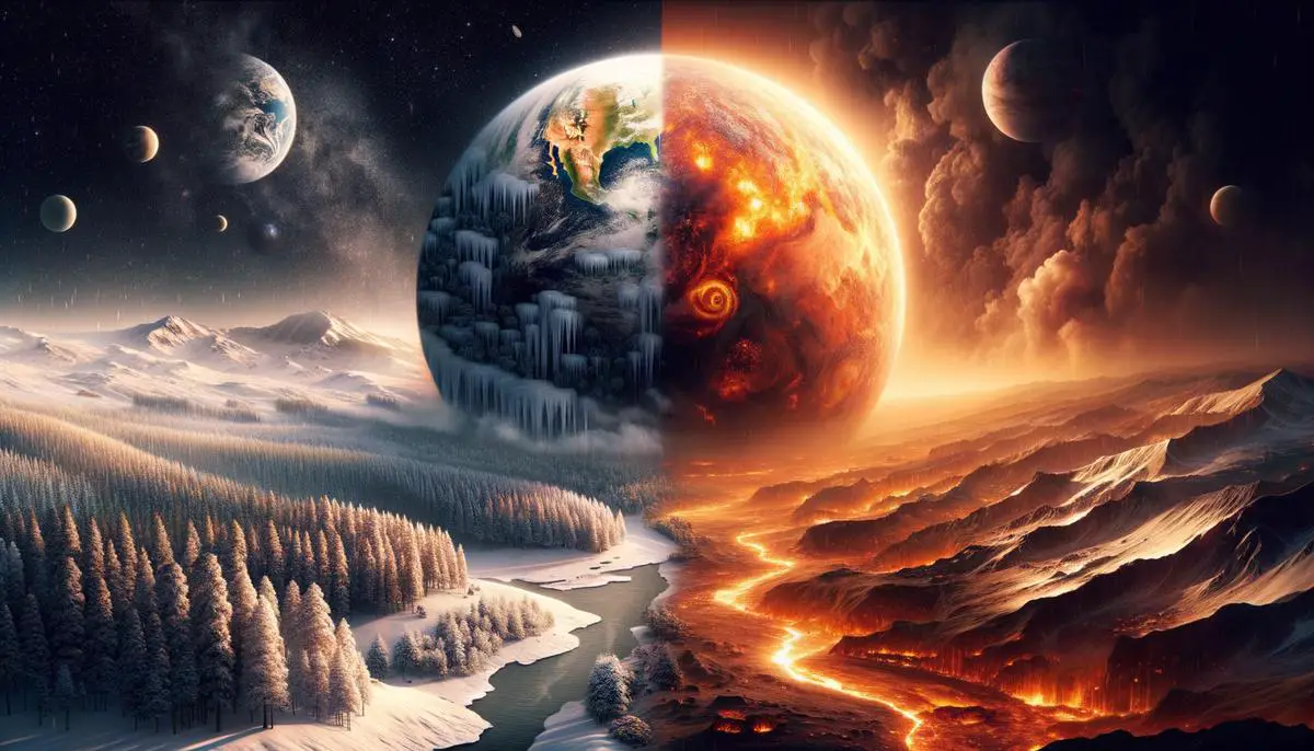 Contrasting images of Earth's varied climate and Venus's extreme heat