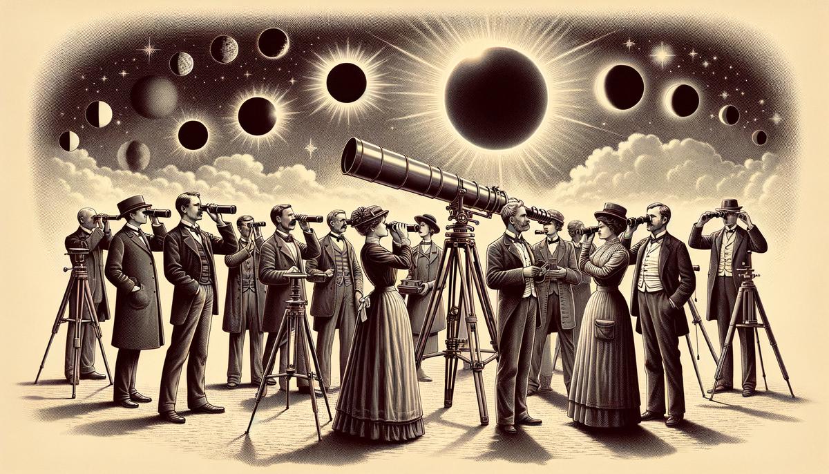 A historical depiction of Sir Arthur Eddington's 1919 solar eclipse observation that confirmed Einstein's theory of general relativity