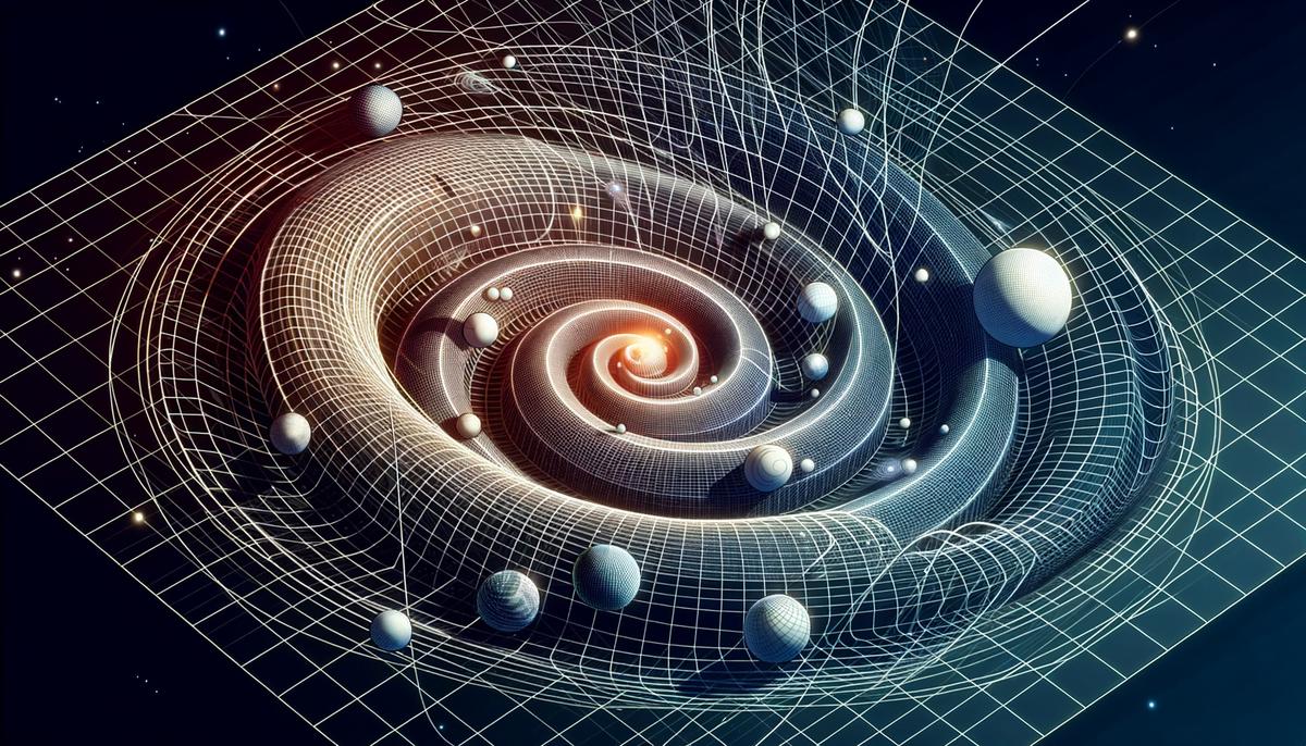 A 3D model illustrating Einstein's concept of space-time curvature