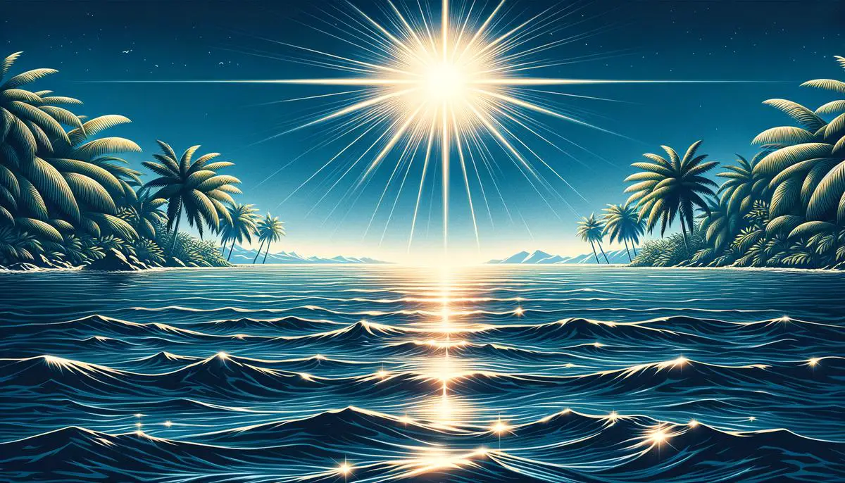 Illustration of equatorial ocean regions absorbing sunlight, contributing to rising sea surface temperatures