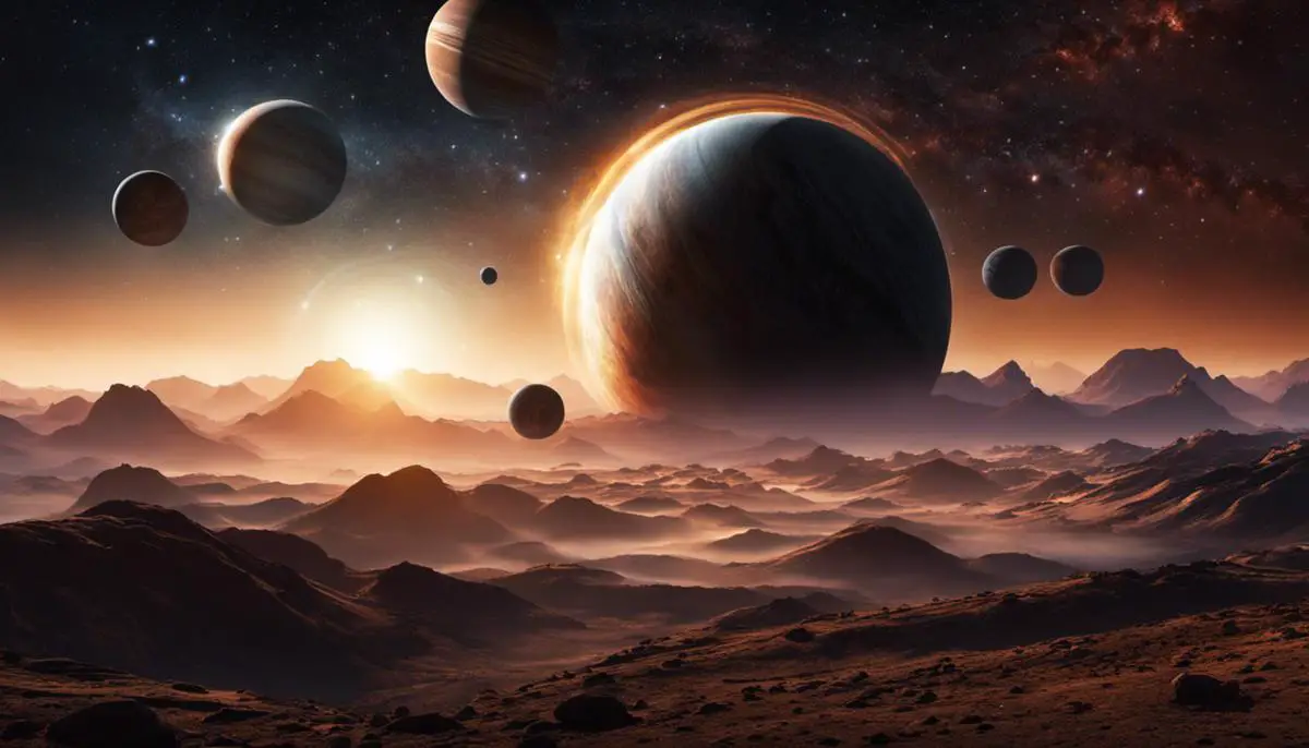 Image depicting distant exoplanets orbiting their stars