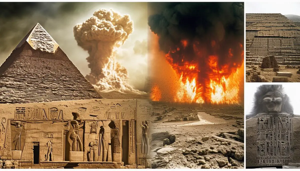 A collage of external shocks affecting ancient civilizations