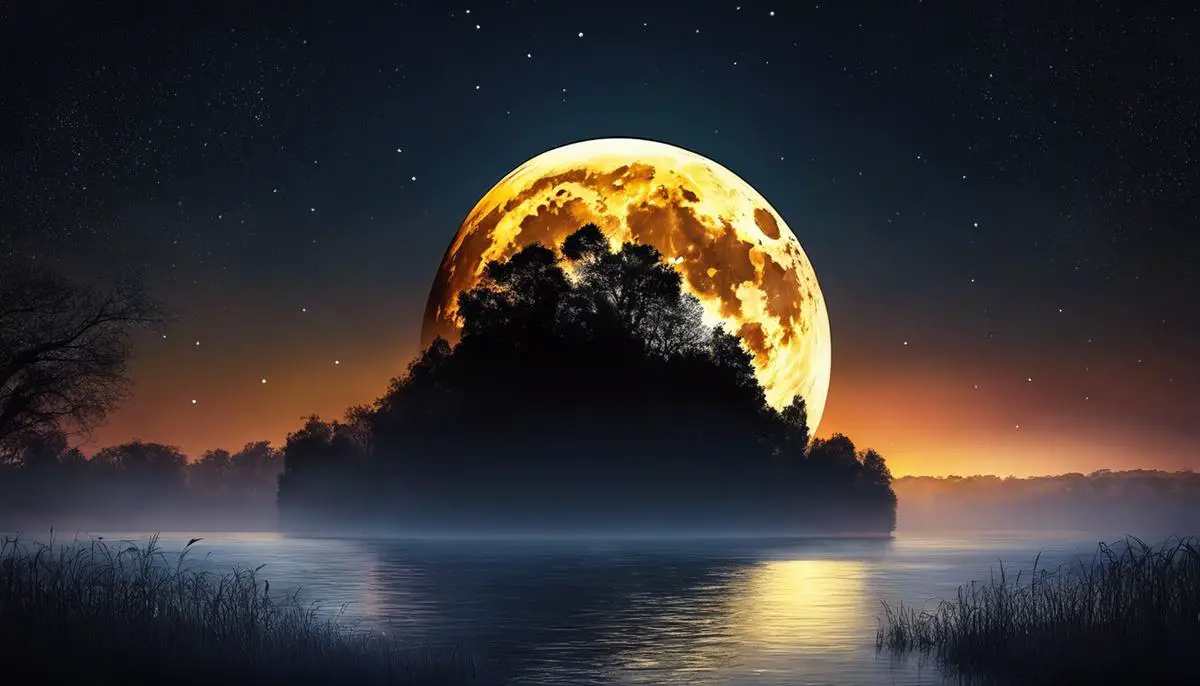 Image description: The full moon shining brightly in the night sky.