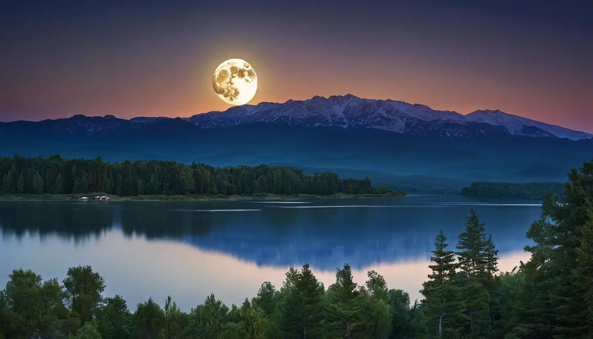 A serene image of the full moon shining brightly in the night sky