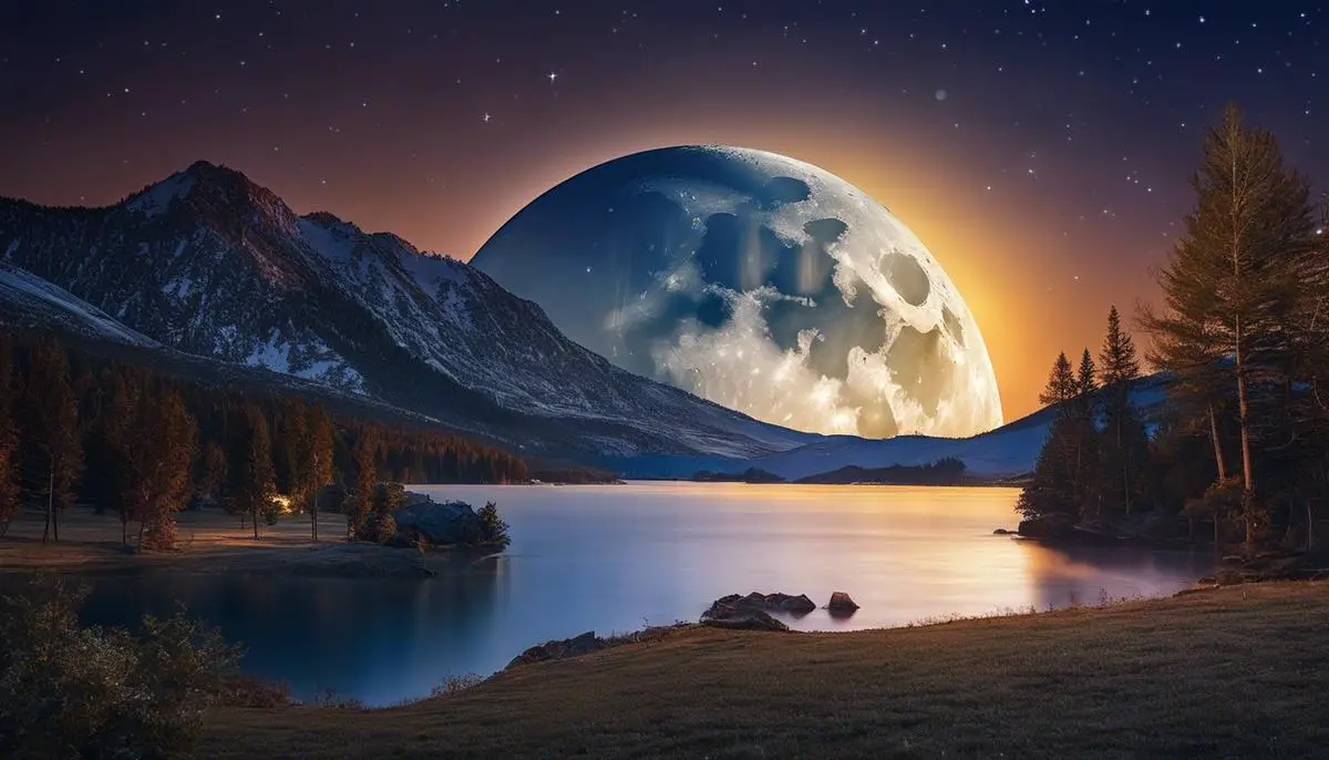 A serene image of the December 2023 full moon shining brightly in the night sky