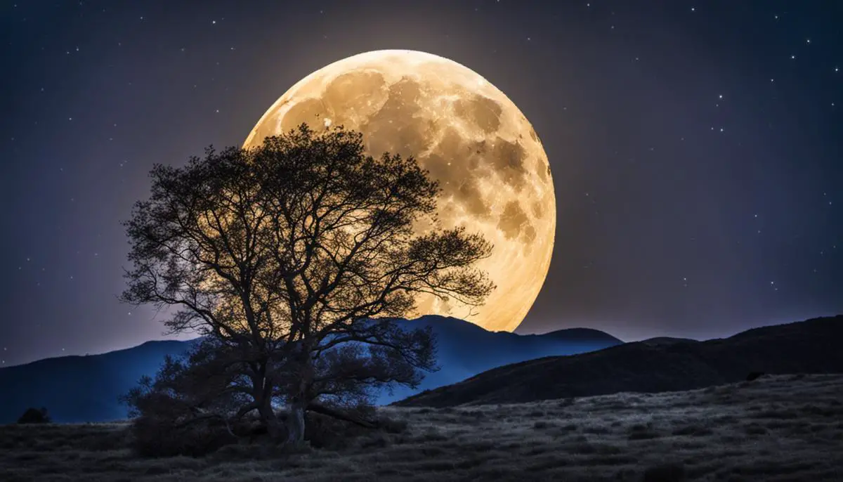 An image of a full moon illuminating a serene night sky, representing the mystical nature and relevance of full moon energy for personal growth and introspection.