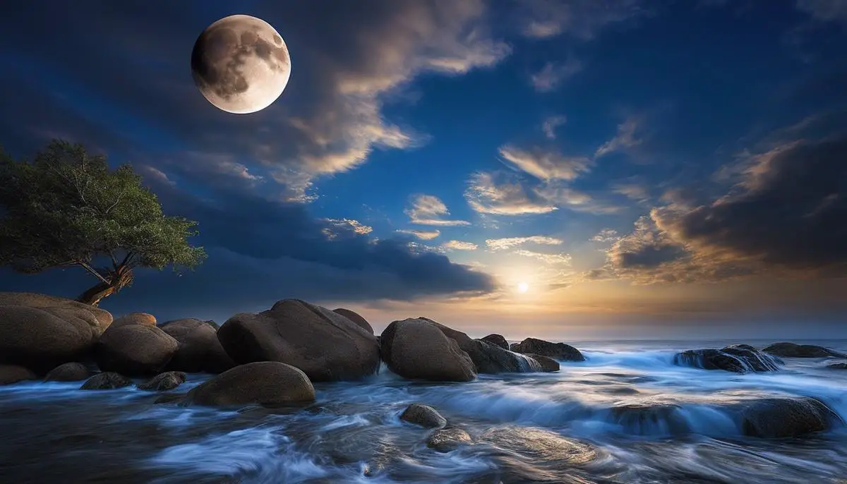 A serene image of a full moon with clouds covering parts of it, symbolizing the healing energy and tranquility associated with a full moon healing ritual.