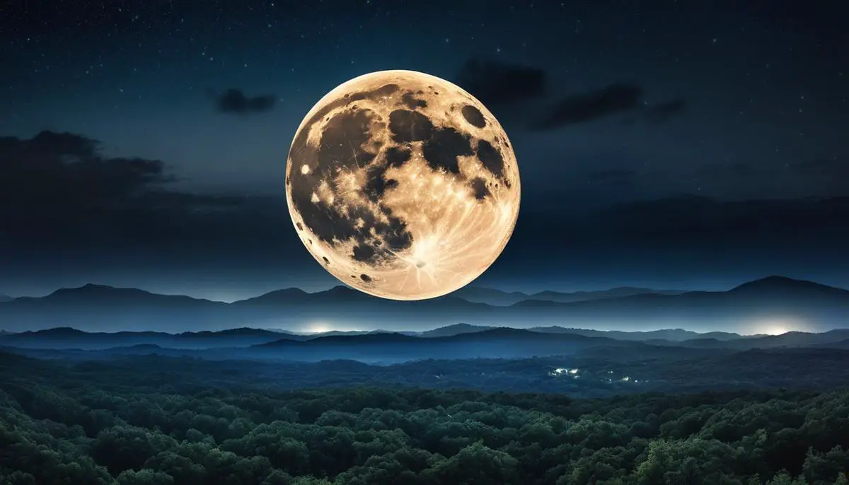 An image of a full moon shining brightly in the night sky