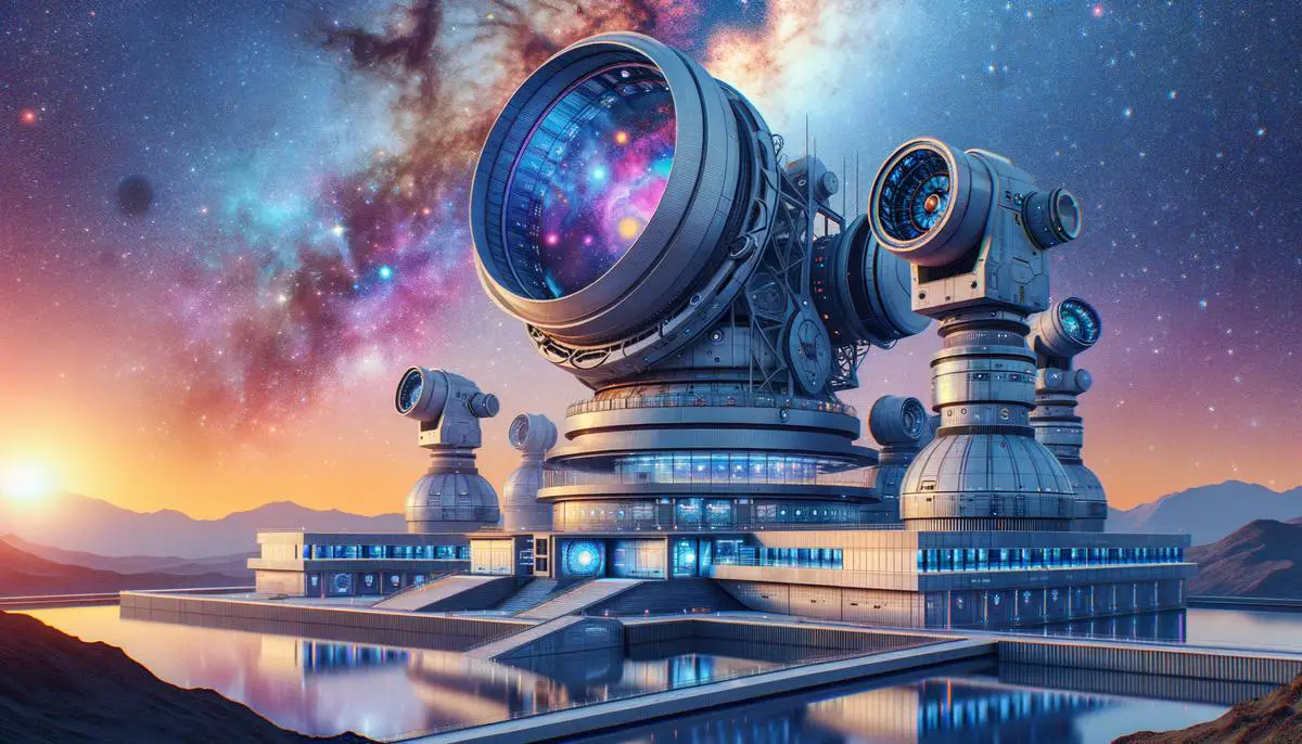 Futuristic astronomical observatory detecting interstellar objects