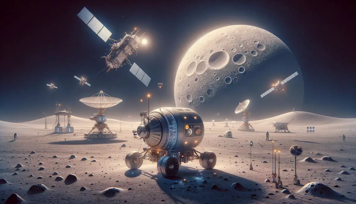 Artistic representation of future Chinese lunar missions including Chang'e 7 and 8