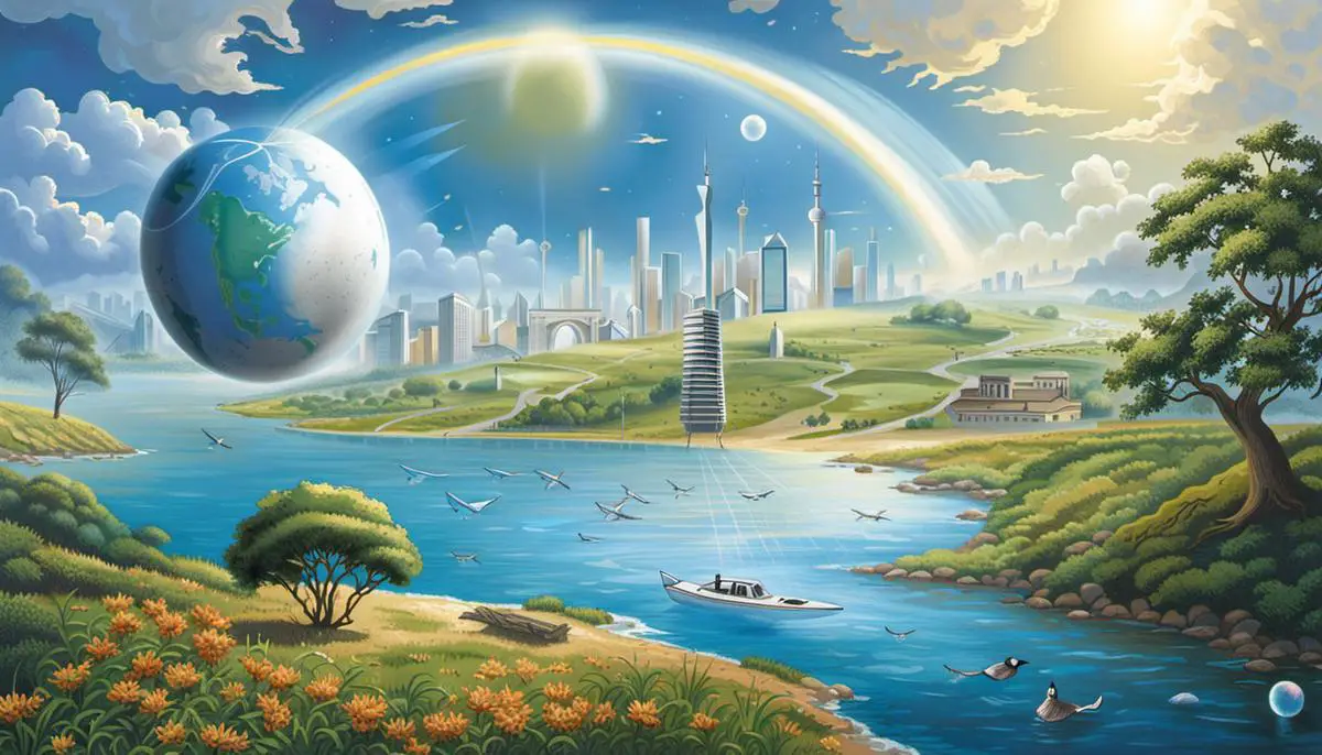 Illustration depicting the recovery of the ozone layer in the future.